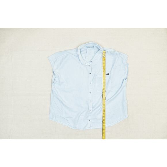 Calvin Klein Jeans Women's Light Blue Tencel Lyocell Short Sleeve Top - Picture 4 of 8